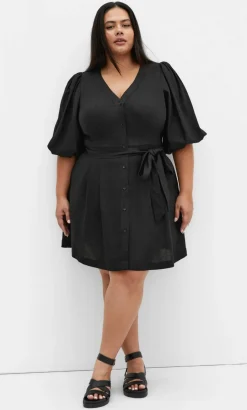 Lori Linen Dress - black