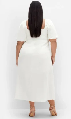 Lori Linen Midi Dress - ivory