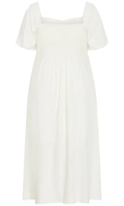 Lori Linen Midi Dress - ivory