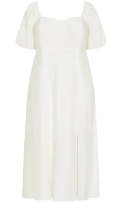 Lori Linen Midi Dress - ivory