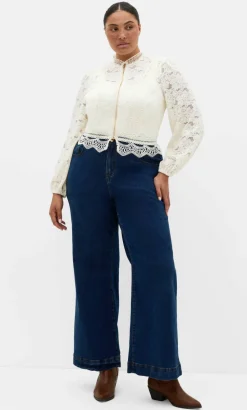 Lucielle Lightweight Zip-Front Lace Jacket - porcelain