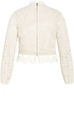 Lucielle Long Sleeve Lace Top - porcelain