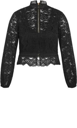 Lucielle Long Sleeve Lace Top - black