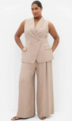 Luci Wide Leg Pant - latte