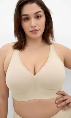 Luxe Cotton Wireless Bra - latte