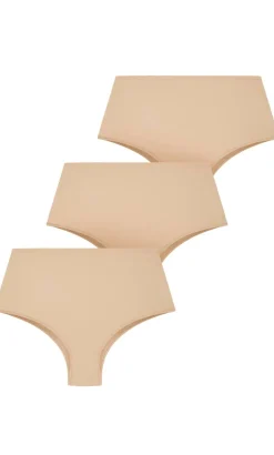 Luxe Microfibre 3 Pack Hi Brief - cafe