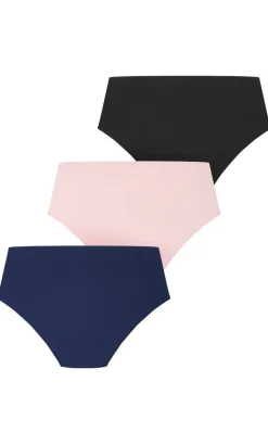 Luxe Microfibre 3 Pack Hi Brief - pink navy black