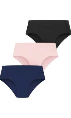 Luxe Microfibre 3 Pack Hi Brief - pink navy black