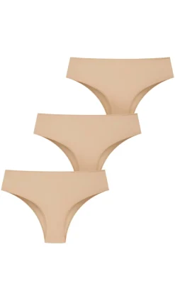 Luxe Microfibre 3 Pack Hi Thong - cafe