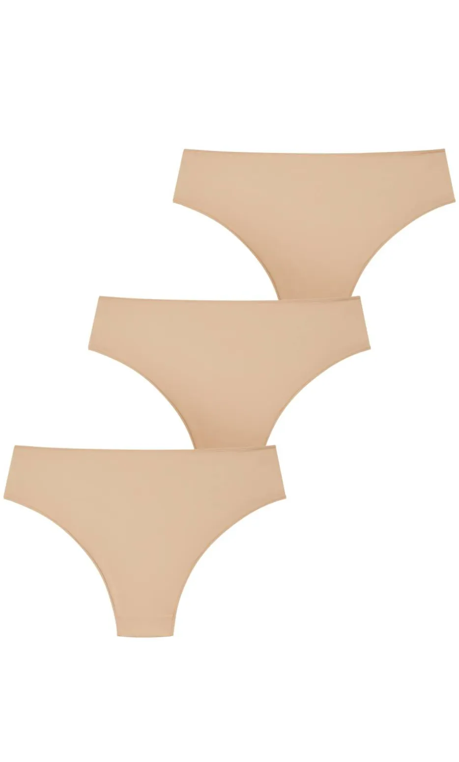 Luxe Microfibre 3 Pack Hi Thong - cafe