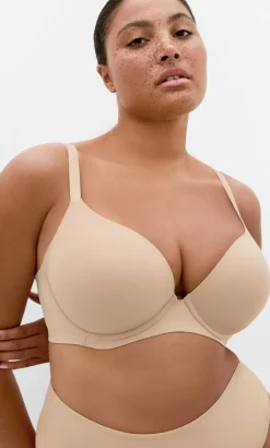Luxe Microfibre Plunge T-Shirt Bra - cafe