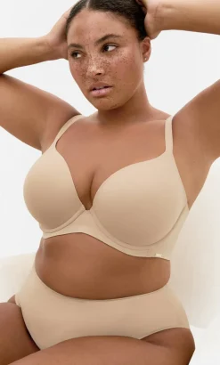 Luxe Microfibre Plunge T-Shirt Bra - cafe