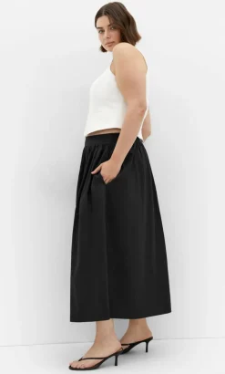 Maci Cotton Midi Skirt - black