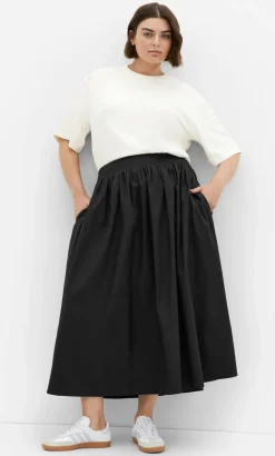 Maci Cotton Midi Skirt - black
