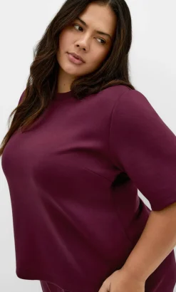 Mae Short Sleeve Sweat Top - dark cherry