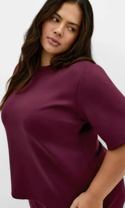 Mae Short Sleeve Sweat Top - dark cherry