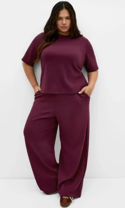 Mae Short Sleeve Sweat Top - dark cherry