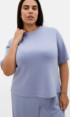 Mae Short Sleeve Sweat Top - dusty blue