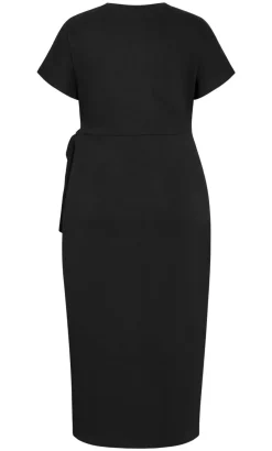 Mae Side Tie Midi Dress - black