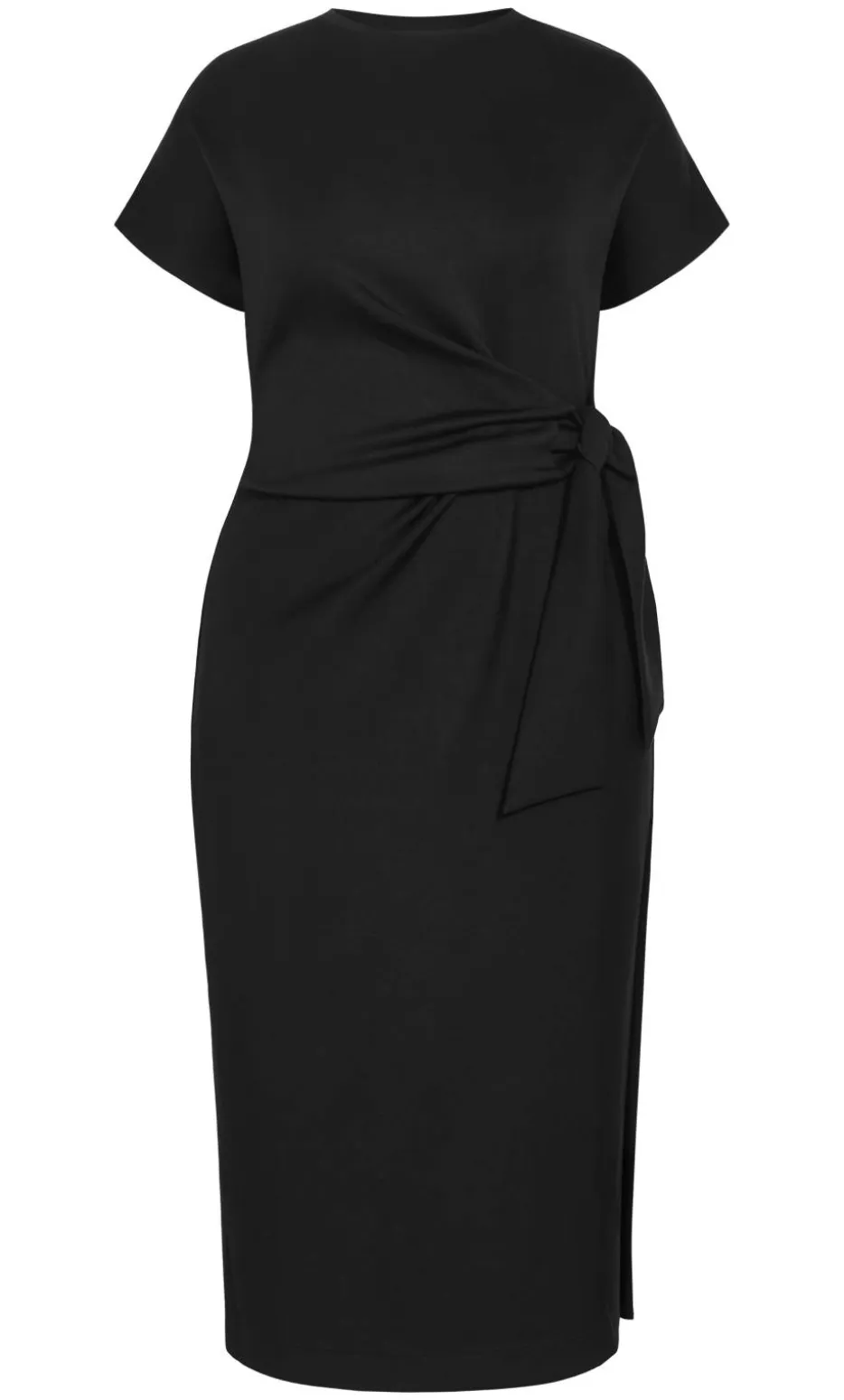 Mae Side Tie Midi Dress - black