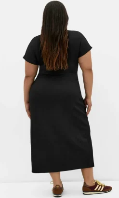 Mae Side Tie Midi Dress - black