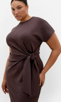 Mae Side Tie Midi Dress - espresso