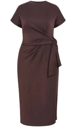 Mae Side Tie Midi Dress - espresso