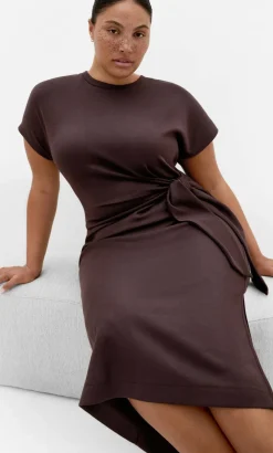 Mae Side Tie Midi Dress - espresso