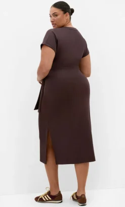 Mae Side Tie Midi Dress - espresso
