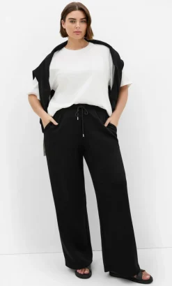 Mae Wide Leg Track Pant - black