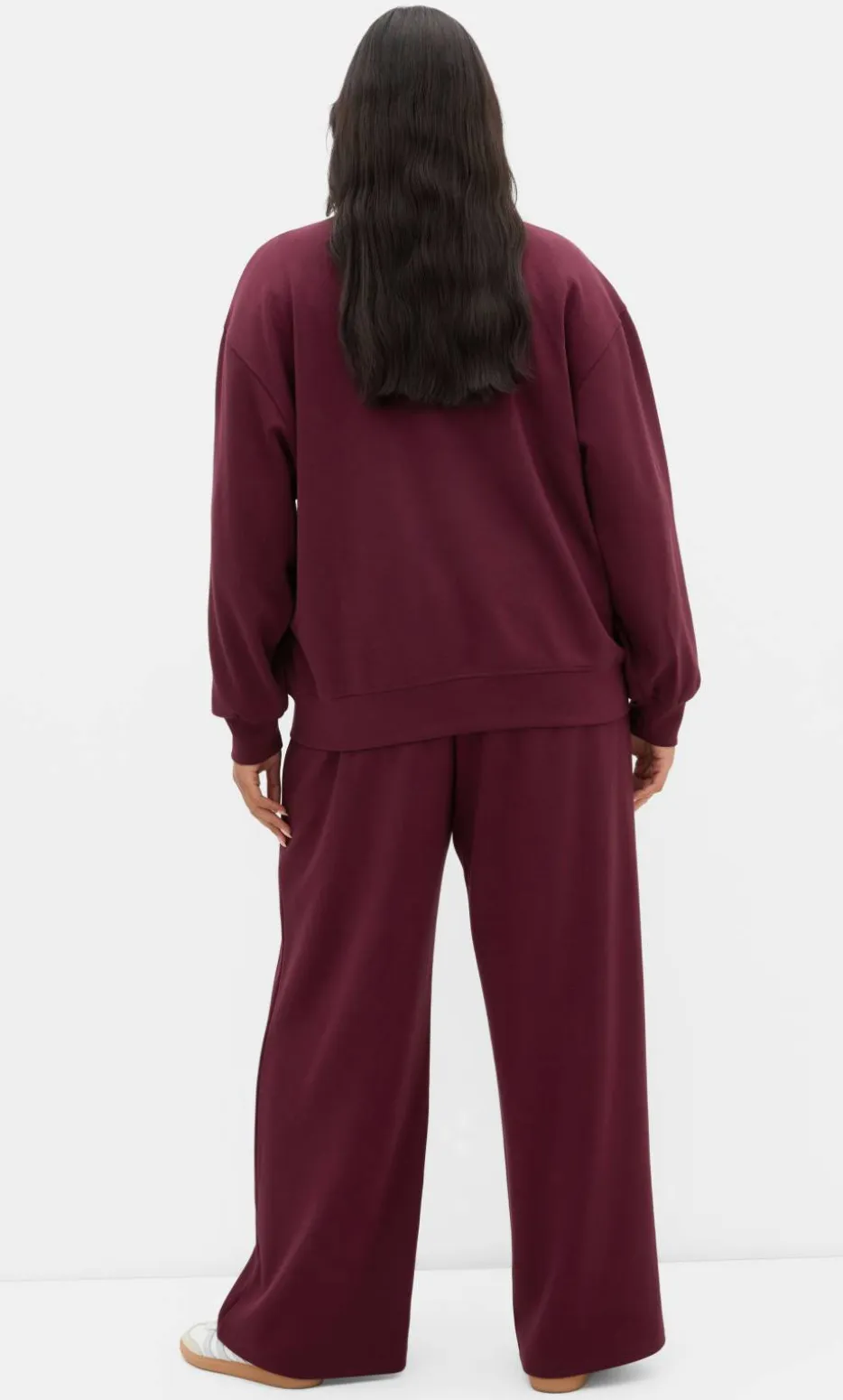 Mae Wide Leg Track Pant - dark cherry