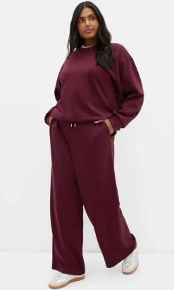 Mae Wide Leg Track Pant - dark cherry