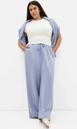 Mae Wide Leg Track Pant - dusty blue