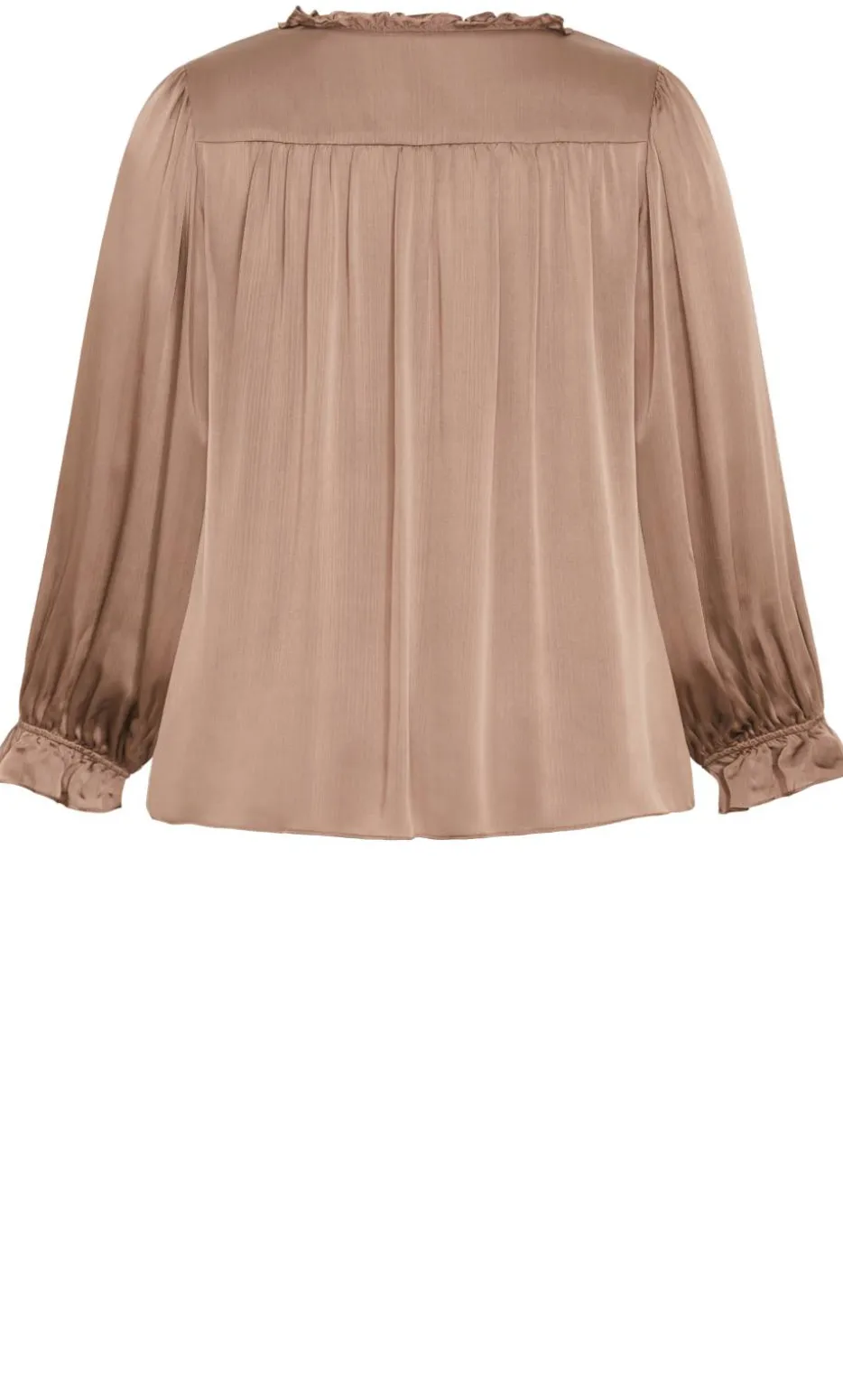 Maia Ruffle V Neck Top - almond