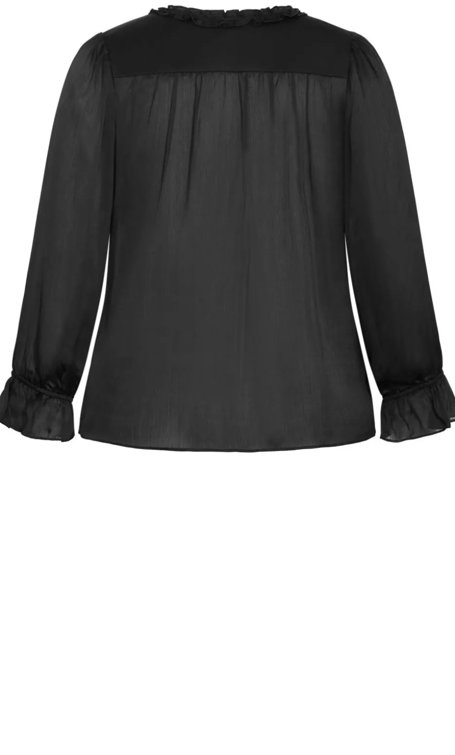 Maia Ruffle V Neck Top - black