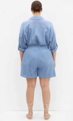Maia Stripe Cotton Short - indigo