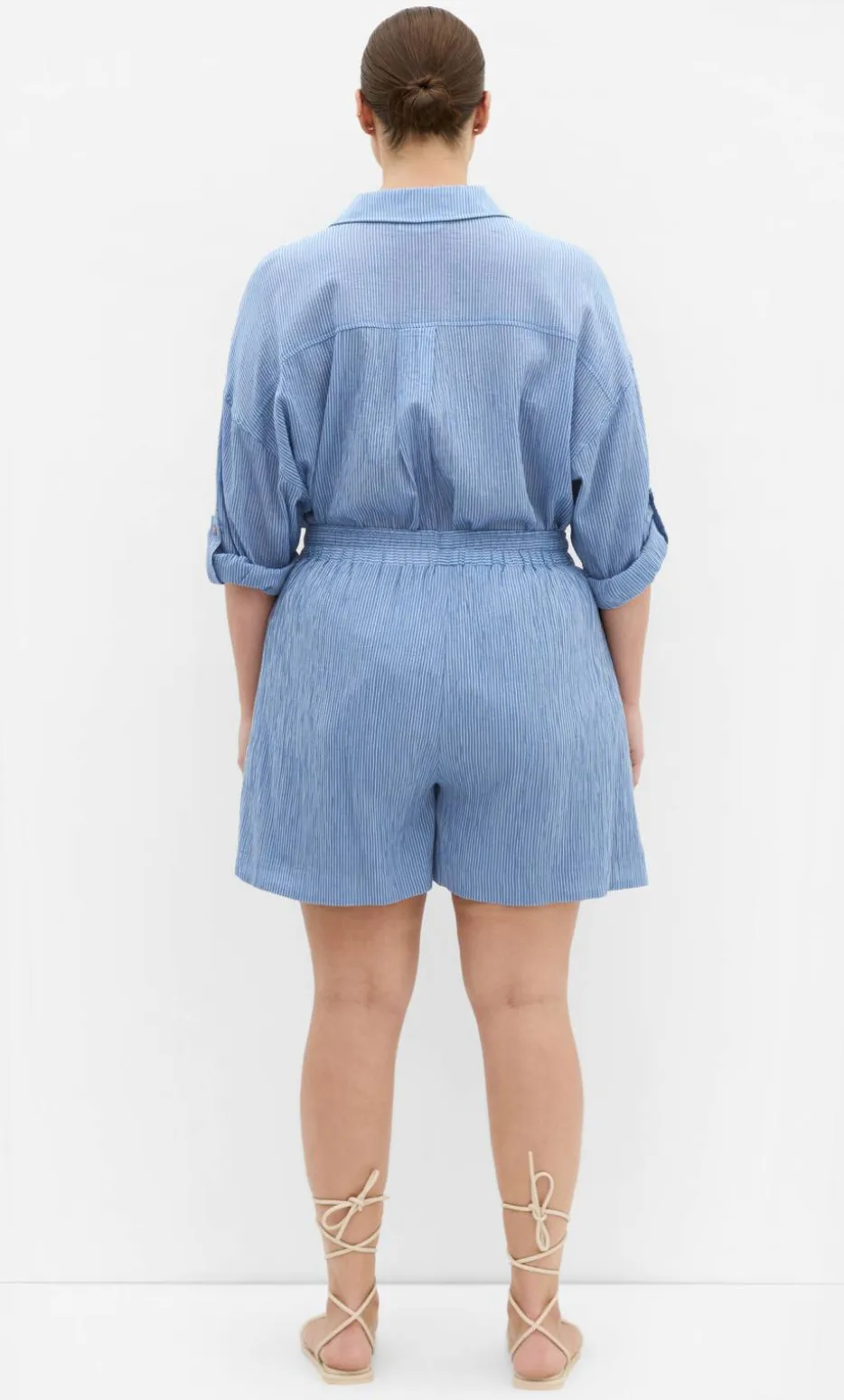 Maia Stripe Cotton Short - indigo