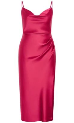 Mali Cowl Neck Slip Dress - raspberry