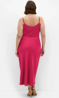 Mali Cowl Neck Slip Dress - raspberry