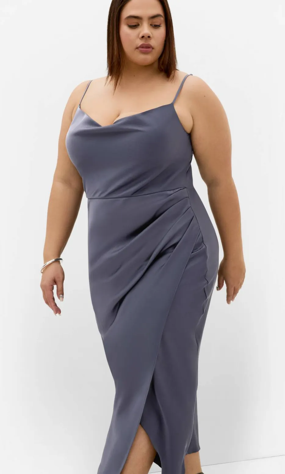 Mali Cowl Neck Slip Dress - slate
