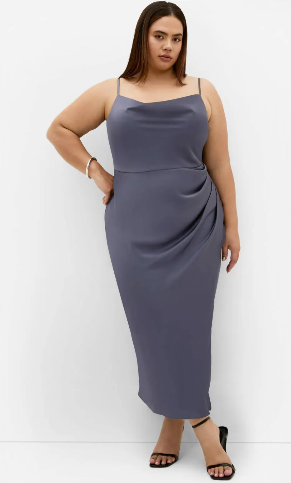 Mali Cowl Neck Slip Dress - slate