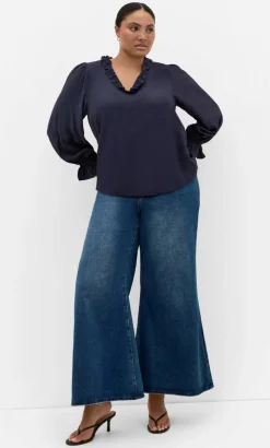 Maree Long Sleeve Top - navy