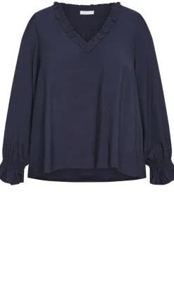 Maree Long Sleeve Top - navy