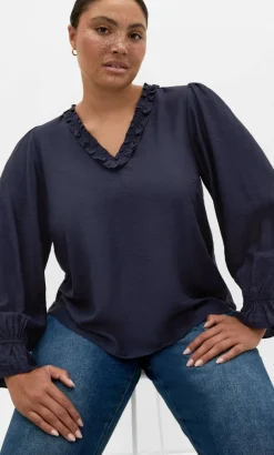 Maree Long Sleeve Top - navy