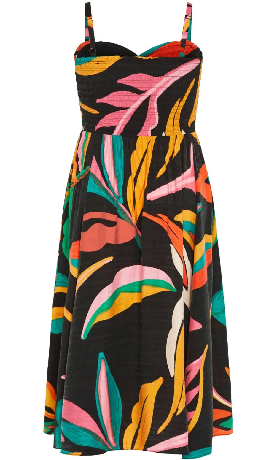 Maui Shirred Print Maxi Dress - black