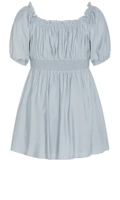 Mela Ruffle Mini Dress - dusty blue