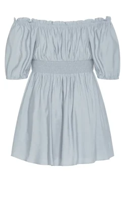 Mela Ruffle Mini Dress - dusty blue