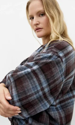 Mila Check Bomber Jacket - tobacco