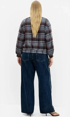 Mila Check Bomber Jacket - tobacco