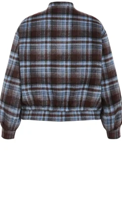 Mila Check Bomber Jacket - tobacco